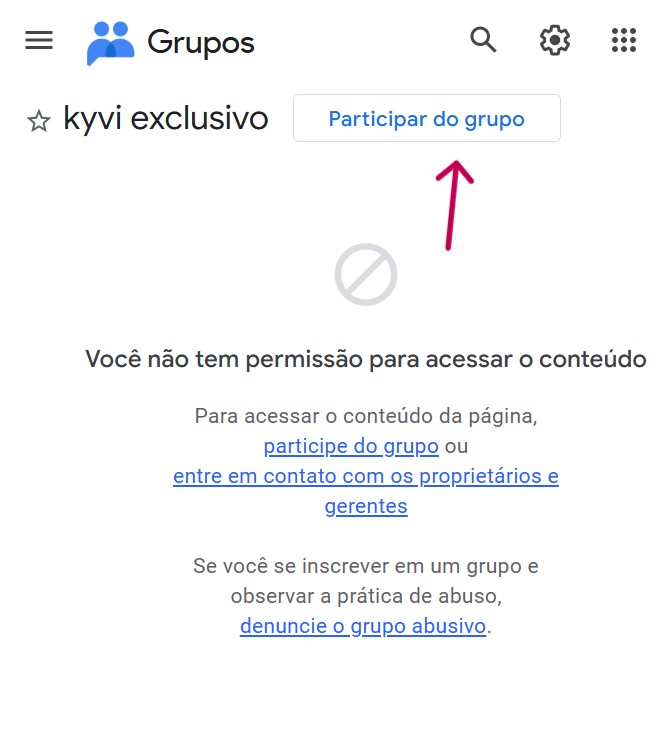 Como entrar no grupo